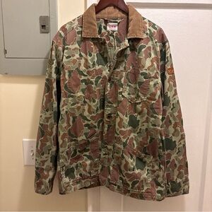 Men’s Edwin Denim Brand Camouflage button up Jacket with Brown Collar size XL